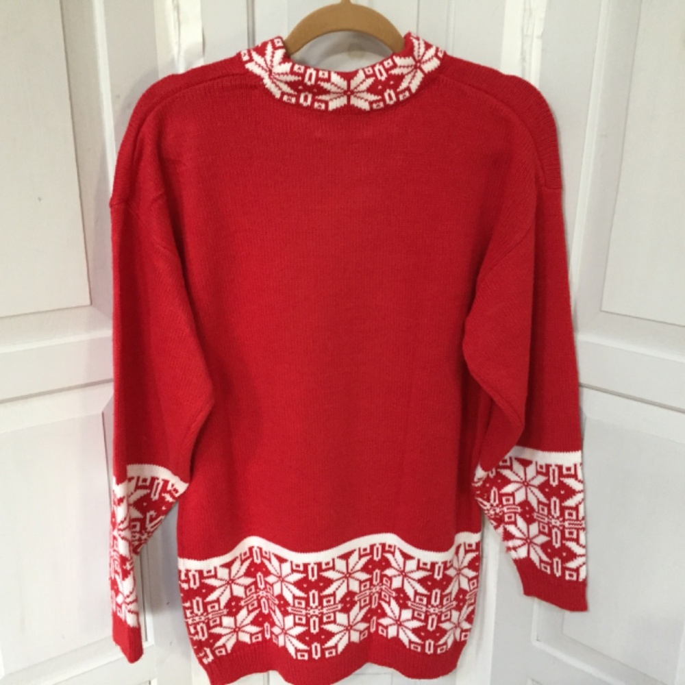 Red Snowflake Women's Sweater - Picture 13 of 15